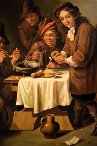 Louis-Philippe - Smokers in the tavern&quot; Oi - Flemish School of 19th century